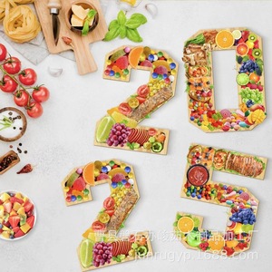 Bamboo Letter <b>Tray</b> 2025 Solid Color Serving Platter For Party Hotel Dining Decoration Cheeseboard Cake Plate - Product Image 2