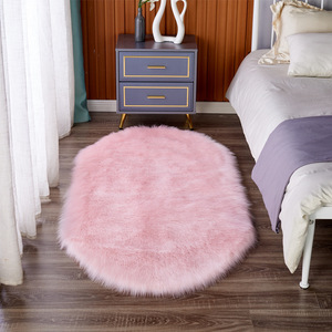 Alfombra Ovalada Blanca de Felpa, 71-80, Fibra Acrílica, Acolchada, para Hogar, Dormitorio, Baño, Color Sólido, Fácil de Limpiar - Product Image 4