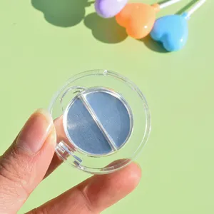 透明塑料眼影调色板单化妆品荧光笔腮红包装盒圆形压制紧凑型粉盒
