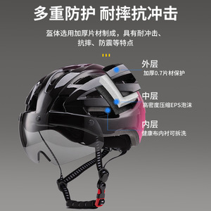 Casque de vélo en matériau PC+EPS, 26+ aérations, visière magnétique, protection de la tête pour le cyclisme, unisexe - Product Image 3