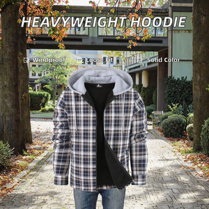 เสื้อฮู้ดดี้ผู้ชาย ผ้าโพลีเอสเตอร์/คอตตอน หนัก 240 กรัม สำหรับฤดูหนาว มีซับใน พิมพ์ลาย สำหรับกิจกรรมกลางแจ้ง แบบไม่มีเชือกผูก คอวี สีพื้น ทรงโอเวอร์ไซส์ รับผลิตแบบ OEM - Product Image 2