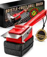 Brosse de nettoyage sans poils pour barbecue, éponge vapeur et triple grattoir pour grils à gaz et charbon de bois, élimine les bactéries