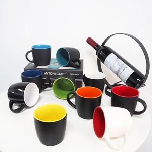 Custom Promotional 350 ML Boston Porcelain Coffee <b>Mug</b> Personalized Matt Inside Colored Coffee <b>Mug</b> With Logo for Office - Product Image 1