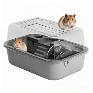 Hamster evi ekstra büyük lüks Villa altın Hamster kafes plastik küçük hayvan Pet malzemeleri çevre dostu yuvarlak oturma odası - Product Image 1