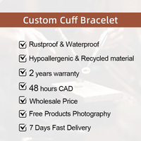 Bracelets personnalisés de luxe en or 18 carats en acier inoxydable, bijoux de manchette étanches et épais, ensemble de bracelets de créateurs personnalisés pour femmes