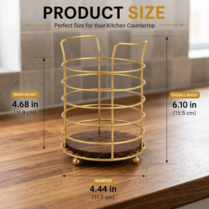 Modern Cylindrical Metal <b>Utensil</b> <b>Holder</b> with Base <b>for</b> <b>Kitchen</b> Storage - Product Image 2