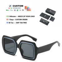 Gafas de Sol Polarizadas de Doble Capa con Logotipo Personalizado de Marca de Diseñador de Moda para Hombre y Mujer, Gafas de Sol Cuadradas Gruesas de Fabricante