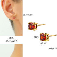 Boucles d'oreilles clous Gaovo avec pierre de naissance, plaqué or 18 carats, acier inoxydable hypoallergénique, cristaux multicolores, bijoux de mode pour femme, cadeau d'anniversaire