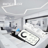Bincolor T1 + R3 DC12V 24V Led Touch RF Contrôleur de gradation à distance 3CH Mini gradateur Led avec support mural