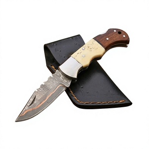High Quality Damascus Steel Twist Folding Blade Survival Pocket Knife with Pakka Wood Handle 58 HRC Back Lock 3-Year Warranty - Product Image 5