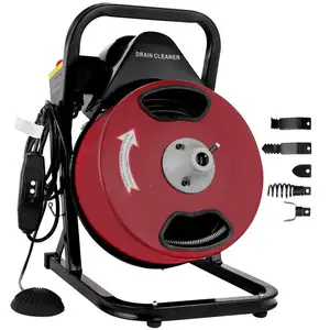 50ft Home High Pressure Power Sewer Drain Pipe Cleaning Machine Electric Powerful Drain Auger Cleaner For 1-4'' Pipes