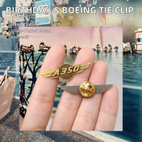 Pour cadeau d'anniversaire et souvenir Boeing, pince à cravate en métal en forme d'aile d'avion, thème ange, argenté, impression UV