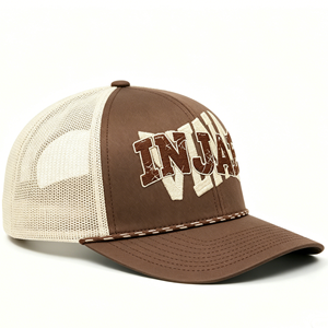 Casquette Trucker Injae en Maille Marron Beige avec Lettres Brodées sur le Panneau Avant, Réglable, Unisexe, 6 Panneaux, Style Décontracté - Product Image 4