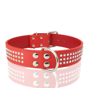 Kalung anjing bertatahkan kristal ramah lingkungan kulit elegan kerah anjing PU - Product Image 2