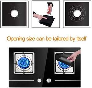 أغطية مواقد الموقد غطاء مواقد الغاز الأسود المطور للسمك المزدوج قابل لإعادة الاستخدام مبطاني مواقد الموقد غير لاصقة - Product Image 4