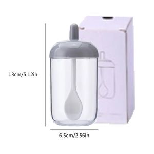 Prix de gros Conteneur d'assaisonnement rond en plastique Pot à condiments avec couvercle et cuillère pour comptoir de cuisine - Product Image 2