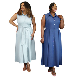 BH1762 <span class=keywords><strong>Abbigliamento</strong></span> Plus Size per Donne, Elegante e Versatile Vestito Senza Maniche con Cintura in Vita - Product Image 5