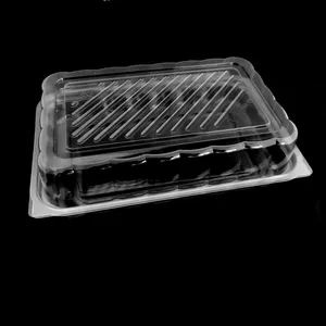Pet Transparent Disposable Plastic Hinged Clamshell Pastry Box