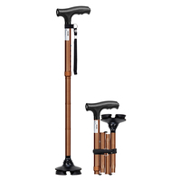 S15ZDFC29- # A #     Canes pliantes à quatre pieds en alliage d'aluminium léger et tendance avec lumières LED pour personnes âgées