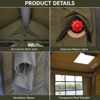 Tente Gonflable 8m² Portable Double Porte Fenêtre Panoramique Quatre Saisons Imperméable Oxford Cabine Glamping Camping Extérieur