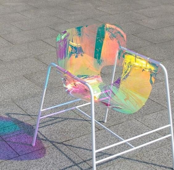 75 Micicron золотисто-синяя неклейкая дихроическая радужная пленка для затенения плавников, балюстрадов, художественного стекла и мебели