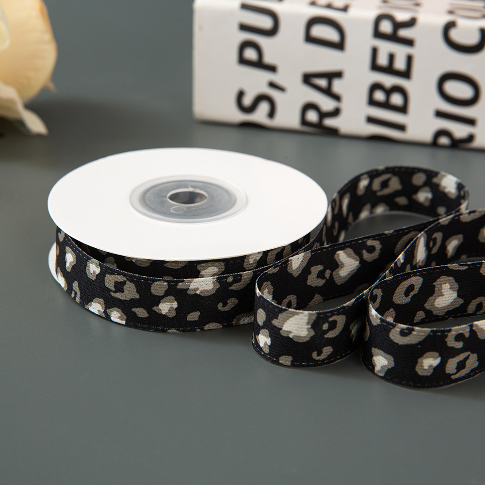 1,5 cm * 10 yards imprimé léopard noir