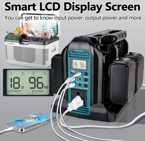 Inversor de Corriente de 4 Puertos y 350W con 2 <span class=keywords><strong>USB</strong></span>, Compatible con Baterías <span class=keywords><strong>Makita</strong></span> de 18V, Generador para Exteriores, Convertidor de CC 20V a CA 110V ~120V para Laptop - Product Image 2