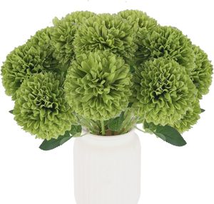 Boule de Chrysanthèmes Artificiels, Fleurs en Soie Verte pour la Maison, Arrangement Floral, St Patricks Day, Décor de Table, 12 Pièces - Product Image 1