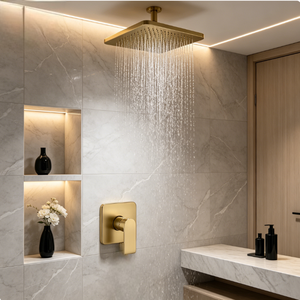 Metalique F340001-BG <strong>Shower</strong> Valve Handle Bathroom <strong>Shower</strong> Mixer Valve Kit <strong>Shower</strong> <strong>Control</strong> Square Single Function Brushed Gold - Product Image 3