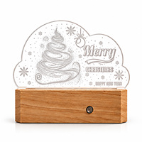Lampe en acrylique personnalisée avec détecteur de mouvement du crépuscule à l'aube, design personnalisé, lumière blanche chaude, base en bois, cadeau