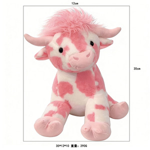 Peluche Mucca Rosa, Simpatico Pupazzo di Mucca Highland Rosa, Morbido e Soffice Peluche di Mucca Highland per Regalo di San Valentino - Product Image 3