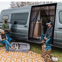 Rideau de porte de camping-car style minimaliste, best-seller Amazon, respirant, anti-moustiques, en maille tétrilène 420D PA Teslin, enroulable avec fermeture éclair