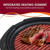 Grande plancha électrique antiadhésive d'intérieur NFS, surface froide au toucher, chauffe rapidement, faible teneur en gras, compatible lave-vaisselle, avec couvercle en verre, modèle EMG-980BX de 14 pouces