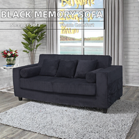 Sofá Cama Convertible Negro en Caja, 3 Plazas, Tela, Espuma Viscoelástica, Moderno, para Sala de Estar, Dormitorio, Apartamento, Oficina en Casa, Hotel, Villa