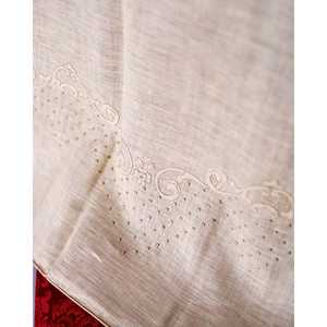 Nappe rectangulaire en lin avec broderie à la main grise et 24 serviettes pour hôtels et restaurants Décoration de salle à manger de Noël - Product Image 4