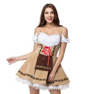Geleneksel çiftler Oktoberfest kostüm Parade Tavern barmen garson kıyafeti Cosplay karnaval cadılar bayramı fantezi parti elbise