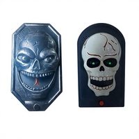 Sonnette électronique LED en plastique pour Halloween, pendentif crâne créatif pour escape room, accessoire de décoration d'ambiance pour la Fête des Morts