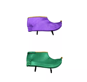 Adulte Mardi Gras Bouffon Clown <span class=keywords><strong>Arlequin</strong></span> Ensemble Chapeau Col Couvre-chaussures Jingle Bells Accessoire Kit Avec Violet Vert Jaune Couleurs - Product Image 6