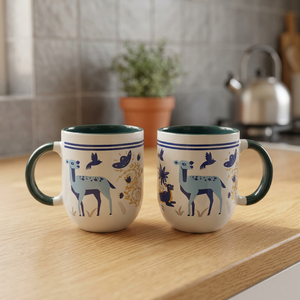 Classic Ceramic Coffee Mugs Floral Pattern Blue White Heat Resistant Party <b>Tea</b> Drinking <b>Set</b> - Product Image 2