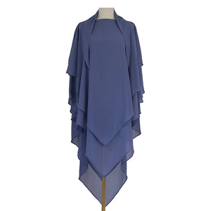 Hijab Musulmano da Donna di Alta Qualità, Nuovo Modello Turco con Laccio sul Retro, Sciarpa da Preghiera Semplice, Niqab Lungo a 3 Strati in Chiffon, Khimar 130cm - Product Image 5