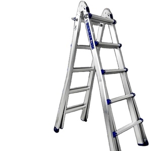 Petite échelle pliante géante en aluminium <span class=keywords><strong>de</strong></span> 150kg marches d'échelle argentée multi-positions avec design moderne - Product Image 5