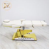 Table de massage électrique réglable de luxe pour salon de beauté, lit esthétique doré pour soins du visage et extensions de cils