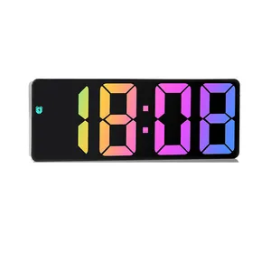 BSCI Factory Best Seller Sound Control Electric Digital Color Alarm Table Mirror LED Clock