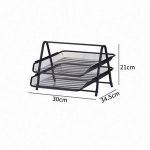 Metal 2 Tier Mesh Paper Files Office <b>Table</b> Desk Organizer Hot Sale - Product Image 3
