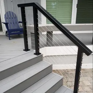 Pagar kabel pegangan untuk tangga besi tahan karat Post Outdoor desain balustrade tangga pagar balustrade