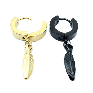 In Acciaio Inox huggie <span class=keywords><strong>orecchini</strong></span> <span class=keywords><strong>con</strong></span> <span class=keywords><strong>piuma</strong></span> di goccia <span class=keywords><strong>orecchini</strong></span> a cerchio - Product Image 4