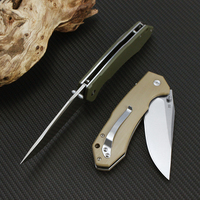 Couteau de poche portable en acier inoxydable, couteau pliant avec manche G10, couteau de chasse utilitaire pour l'extérieur, outil de survie en camping, cadeau T0034