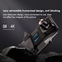 Anytek Q8 rétroviseur avant et arrière double dashcam full hd 2160p véhicule blackbox dvr gps wifi double caméra dash cam 4k