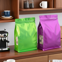 Sachet de café personnalisé avec logo, fond plat, 250g, 500g, 1kg, avec fermeture éclair et valve, fenêtre, type stand-up, sac en plastique pour thé et café