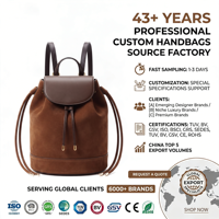 Tas Selempang Kulit PU Suede Cokelat Tua Mewah Elegan Bergaya Chic Sehari-hari untuk Wanita, Tas Bucket OEM Custom